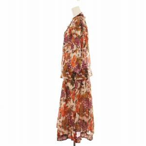 ROCHAS Premiere 1801080 1801081 セットアップ 上下 シャツ 七分袖 フリル フレアスカート