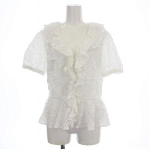 シャツ ブラウス 半袖 フリル カットワーク レース 6 白 ホワイト /G