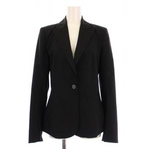 テーラードジャケット アウター シングル 総裏地 ウール ストレッチ 38 黒 ブラック /BB