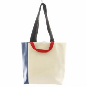 PLAN C トートバッグ ショルダーバッグ レザー 白 ホワイト 紺 ネイビー /AN4