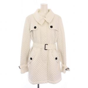 キルティングトレンチコート 中綿 アウター ロング丈 裏地ノバチェック ベルト 40 白 ホワイト FS351-808-02
