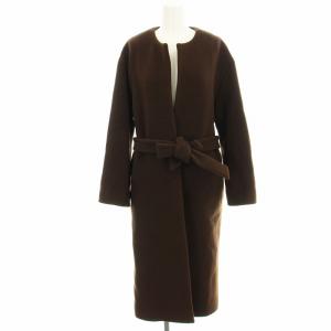 MANTECO ノーカラー ベルト ロングコート 1625-144-4893 茶 ブラウン S /G