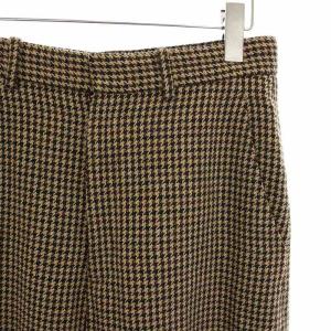 6 ROKU BEAUTY&YOUTH ハウンドトゥースパンツスラックス ウール 千鳥格子 36 ベージュ 茶 ブラウン 8614-202-0608