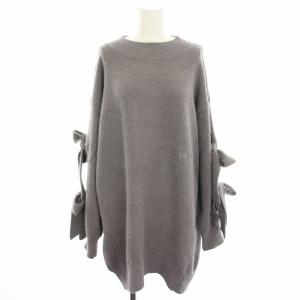 24AW ニットワンピース サイドリボン ひざ丈 F グレー PWNO244104 /HN