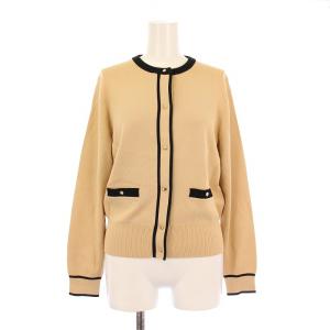 24SS 配色ポケットクルーカーディガン 長袖 クルーネック ストレッチ 2 ベージュ 20241016150