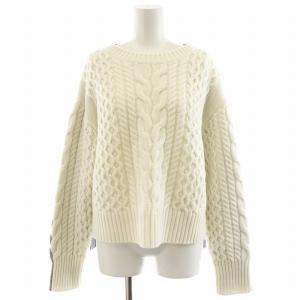 24AW バイカラーケーブルプルオーバー ニット セーター 長袖 ウール 2 グレー 白 ホワイト 20242016340