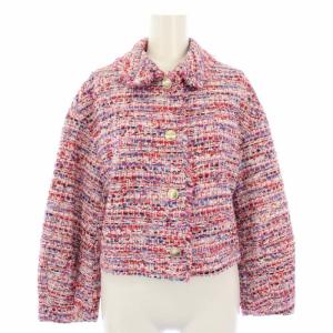 24SS レッドツイードステンカラー ジャケット 38 レッド ピンク