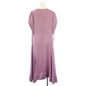 BLUE LABEL CRESTBRIDGE 辻直子 原宿限定 ストレッチハンマーサテン フレアワンピース ミモレ ロング 半袖 クルーネック インナーキャミソール