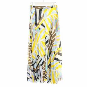 Emilio Pucci プッチ柄 フレアスカート I40 ブラウン イエロー ライトブルー