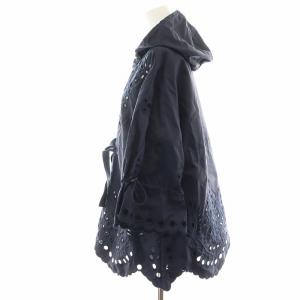 RED VALENTINO REDVALENTINO パーカー ジップアップ レース スカラップ ナイロン 38 ネイビー VR0CIO1I5T3