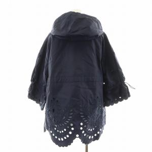 RED VALENTINO REDVALENTINO パーカー ジップアップ レース スカラップ ナイロン 38 ネイビー VR0CIO1I5T3