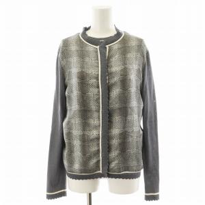 アンサンブルニット カットソー 半袖 カーディガン パイソン柄 シルク 絹 S グレー 11C267 11C268