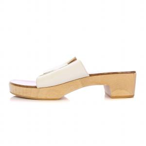 HERMES ケブラール ウッドサンダル 37 ホワイト ブラウン