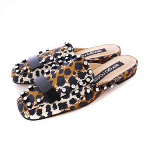 SR1 ミュールパンプス ビジュー レオパード 37 ブラウン