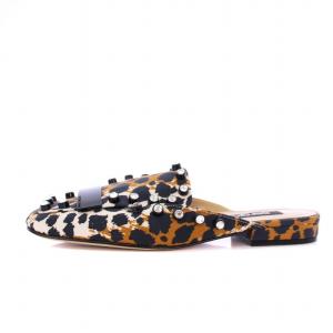 Sergio Rossi SR1 ミュールパンプス ビジュー レオパード 37 ブラウン