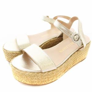 サンダル ストラップ レザー ウェッジソール 厚底 7 シルバーカラー /KU D