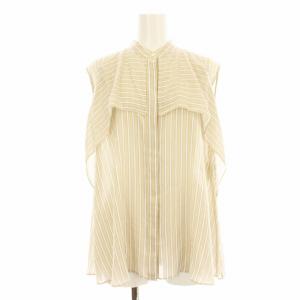 23SS トラックストライプ フレアヨークブラウス 13013101705 ノースリーブ バンドカラー