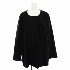 ノーカラージャケット ウール 薄手 フリル 総裏地 11 黒 ブラック AV-0404228 /HN