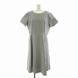 ワンピース ひざ丈 ドット 半袖 大きいサイズ 13 ホワイト ブラック IH-0600462 /NQ