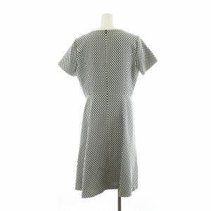 Leilian ワンピース ひざ丈 ドット 半袖 大きいサイズ 13 ホワイト ブラック IH-0600462 /NQ