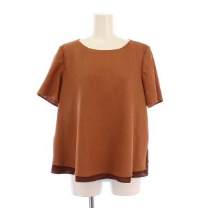 Leilian セットアップ 上下 ブラウス シャツ 半袖 ガウチョパンツ 9 茶 /BM