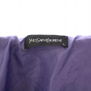 YVES SAINT LAURENT 中綿コート アウター ロング丈 前開きトッパー ペイズリー柄 総柄 L 紫 パープル マルチカラー /BB