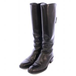 SARTORE ロングブーツ ラウンドトゥ ローヒール レザー 37 黒 ブラック /BB