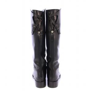 SARTORE ロングブーツ ラウンドトゥ ローヒール レザー 37 黒 ブラック /BB