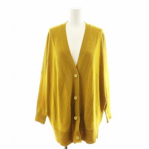 14AW ニットカーディガン Vネック 編み地切替 ウール S 黄 イエロー S52HA0004 /AN47
