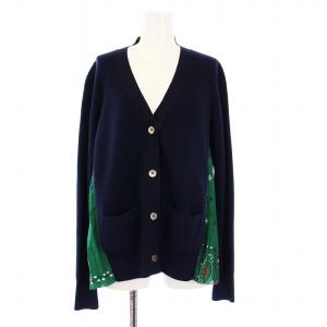ペイズリーバックプリントカーディガン 1 紺 緑 17-03295