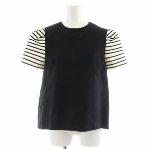 BORDER HALFSLEEVE TOP カットソー 半袖 ウール 36 黒 ブラック 白 ホワイト