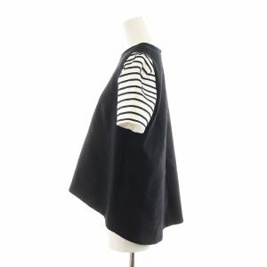 BORDERS at BALCONY BORDER HALFSLEEVE TOP カットソー 半袖 ウール 36 黒 ブラック 白 ホワイト