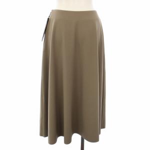 M-Premier BLACK ジョーゼットダブルクロスフレアスカート ミモレ丈 38 ベージュ C433-016 /TK