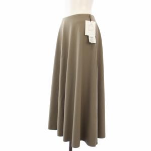 M-Premier BLACK ジョーゼットダブルクロスフレアスカート ミモレ丈 38 ベージュ C433-016 /TK