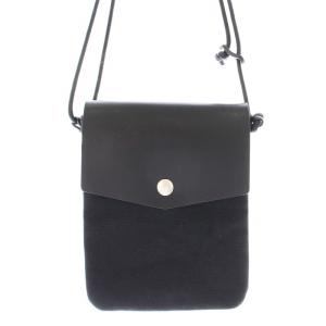 ショルダーバッグ ポーチ ポシェット ナイロン レザー切替 黒 ブラック /G