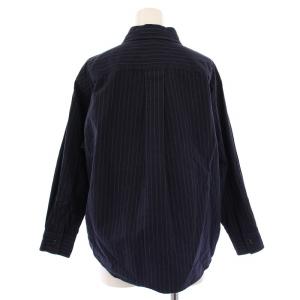 MHL. THIN STRIPE COTTON シャツ ブラウス 長袖 レギュラーカラー ストライプ柄 2 紺 ネイビー
