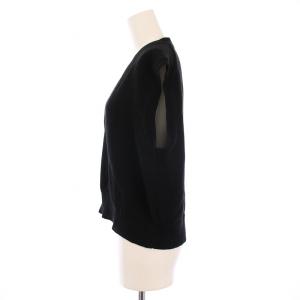 MARGARET HOWELL 24SS ニットベスト プルオーバー Vネック 無地 麻 リネン混 2 黒 ブラック 578-4161002