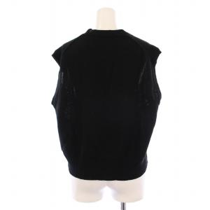 MARGARET HOWELL 24SS ニットベスト プルオーバー Vネック 無地 麻 リネン混 2 黒 ブラック 578-4161002