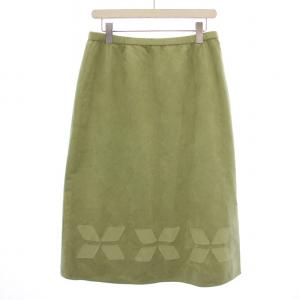 フレアスカート ロング 柄 スエード 大きいサイズ 13+ 黄緑 /BM