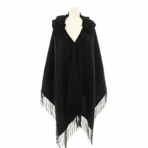ケープ ポンチョ フリンジ フリル 黒 ブラック /KU
