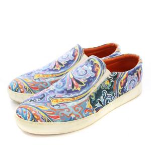 スリッポン 総柄 スニーカー 42 青 ブルー /G