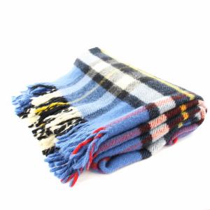 TWEEDMILL マフラー ストール  大判 フリンジ チェック ウール 青 ブルー 白 ホワイト 黄 イエロー /KU