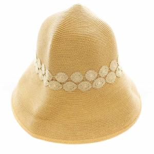 麦わら帽子 レース装飾 ストローハット F ベージュ /G