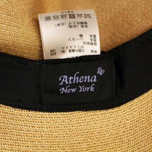 Athena New York 麦わら帽子 レース装飾 ストローハット F ベージュ /G