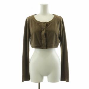 カーディガン ショート丈 長袖 ベロア 40 ブラウン 22246 /NQ