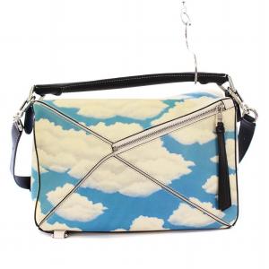 LOEWE パズル 2WAY ショルダーバッグ スカイモチーフプリント ブルー