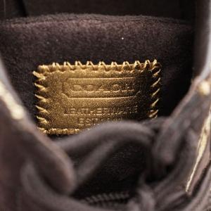 COACH シグネチャー スニーカー F0007 キャンバス スエード 7.5 24.5cm 茶 ゴールド /G