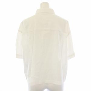 23区 SLOW 23SS 洗える リネンコットン 半袖クロップドシャツ 38 白 BLSWSM0962 /TK
