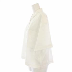 23区 SLOW 23SS 洗える リネンコットン 半袖クロップドシャツ 38 白 BLSWSM0962 /TK