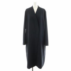 21SS ノーカラーコート ロング丈 40 紺 ネイビー CMWOIS0052 /AN63